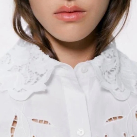 ZARA POPLIN SHIRT WITH EYELET EMBROIDERY SIZE M - Picture 11 of 14